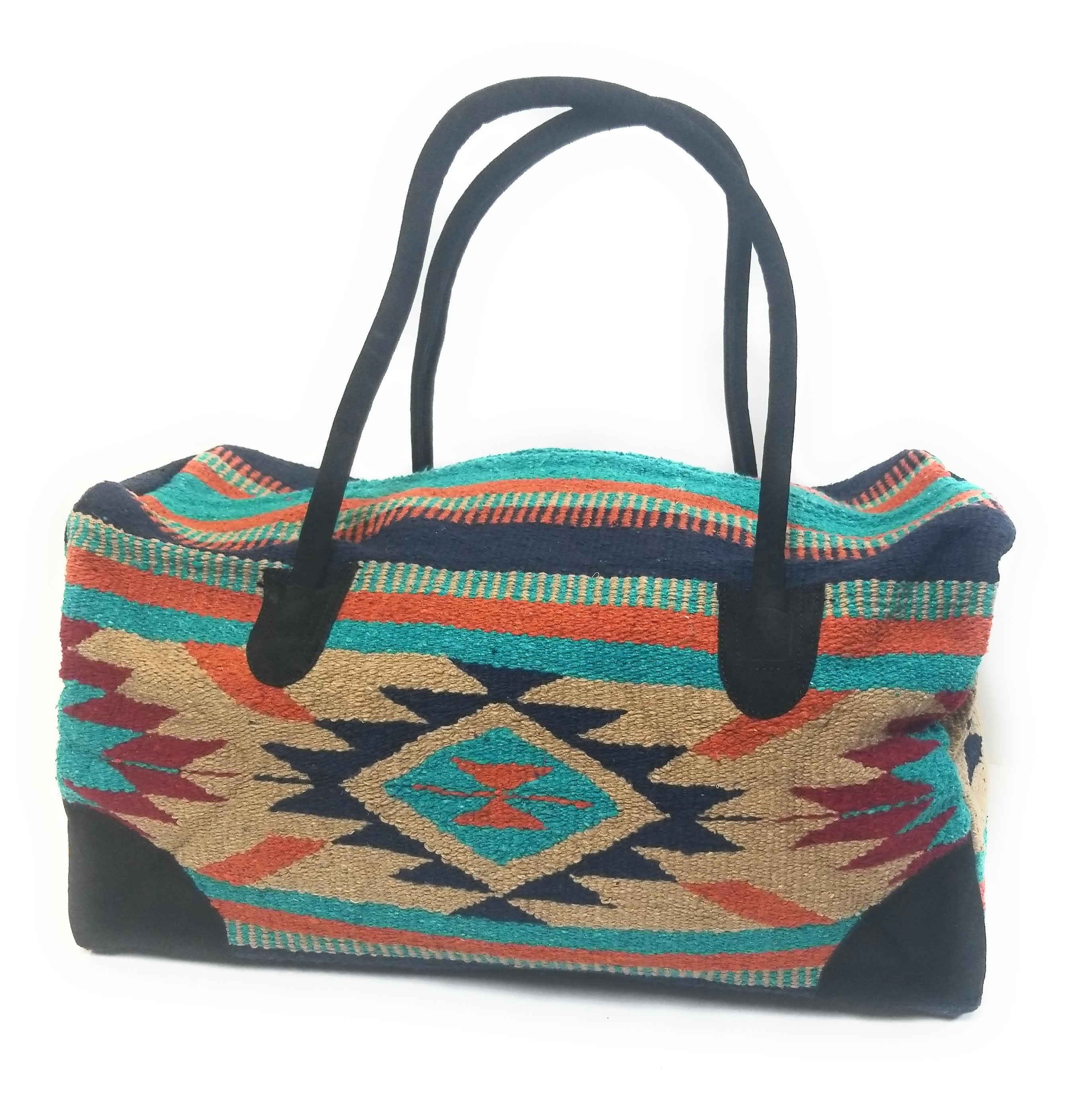 Bundle Deal-Cheyenne Southwestern Weekender Bag + Hammered Copper Earrings African Turquoise Bead Bundle - Ranch Junkie Mercantile LLC